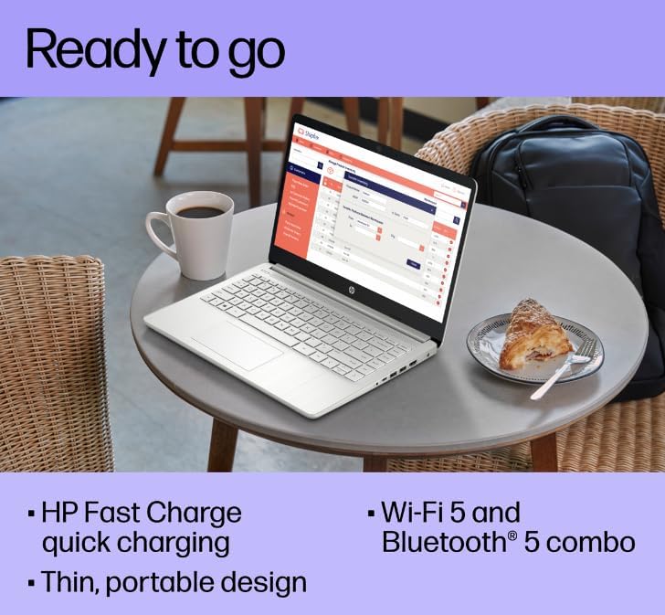 Dluxe Ave. HP 2024 Stream 14 inch Laptop Silver Laptop 16GB RAM + 128GB Win 11 S