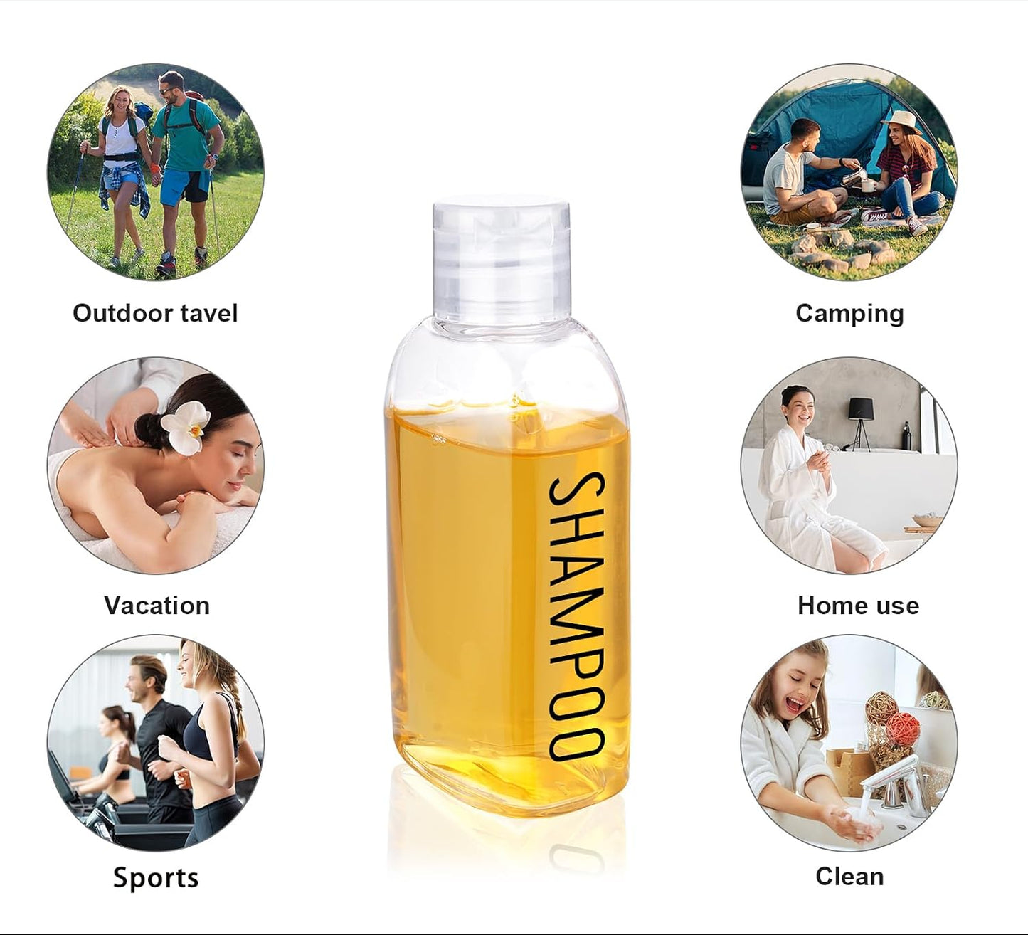 Dluxe Ave. Travel Bottles for Toiletries/ 6 PCS 3.4oz/100ml/  Plastic TSA Approved Leak Proof/ Clear