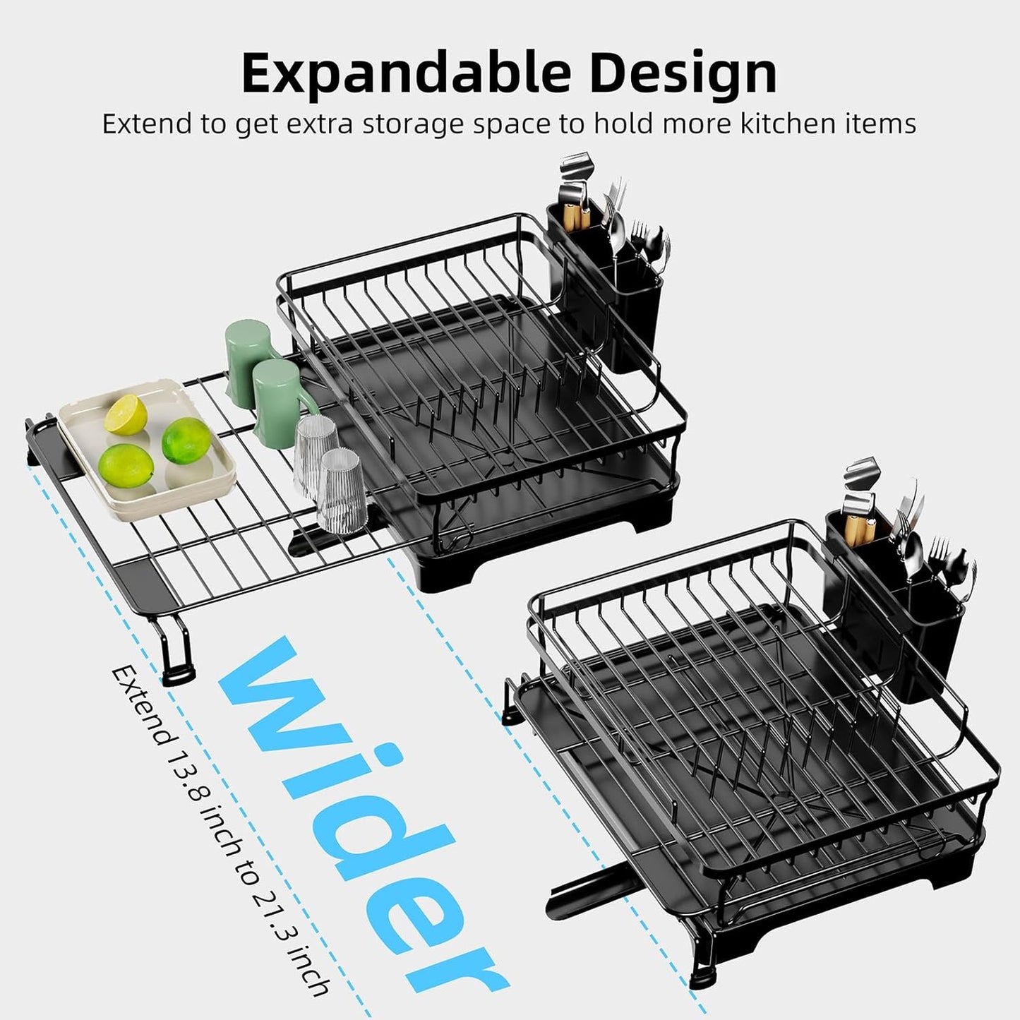 Dluxe Ave. Drying Dish Rack Extendable Over The Sink/ Black