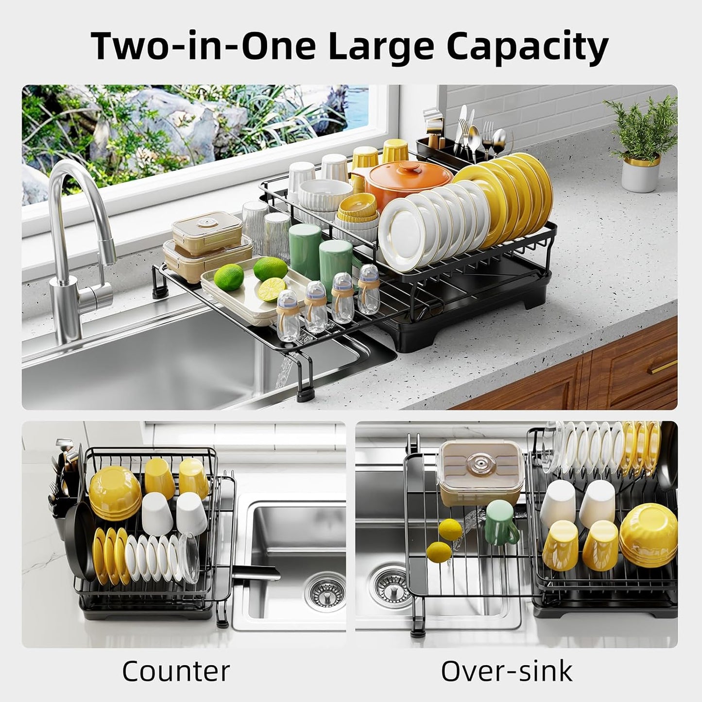 Dluxe Ave. Drying Dish Rack Extendable Over The Sink/ Black