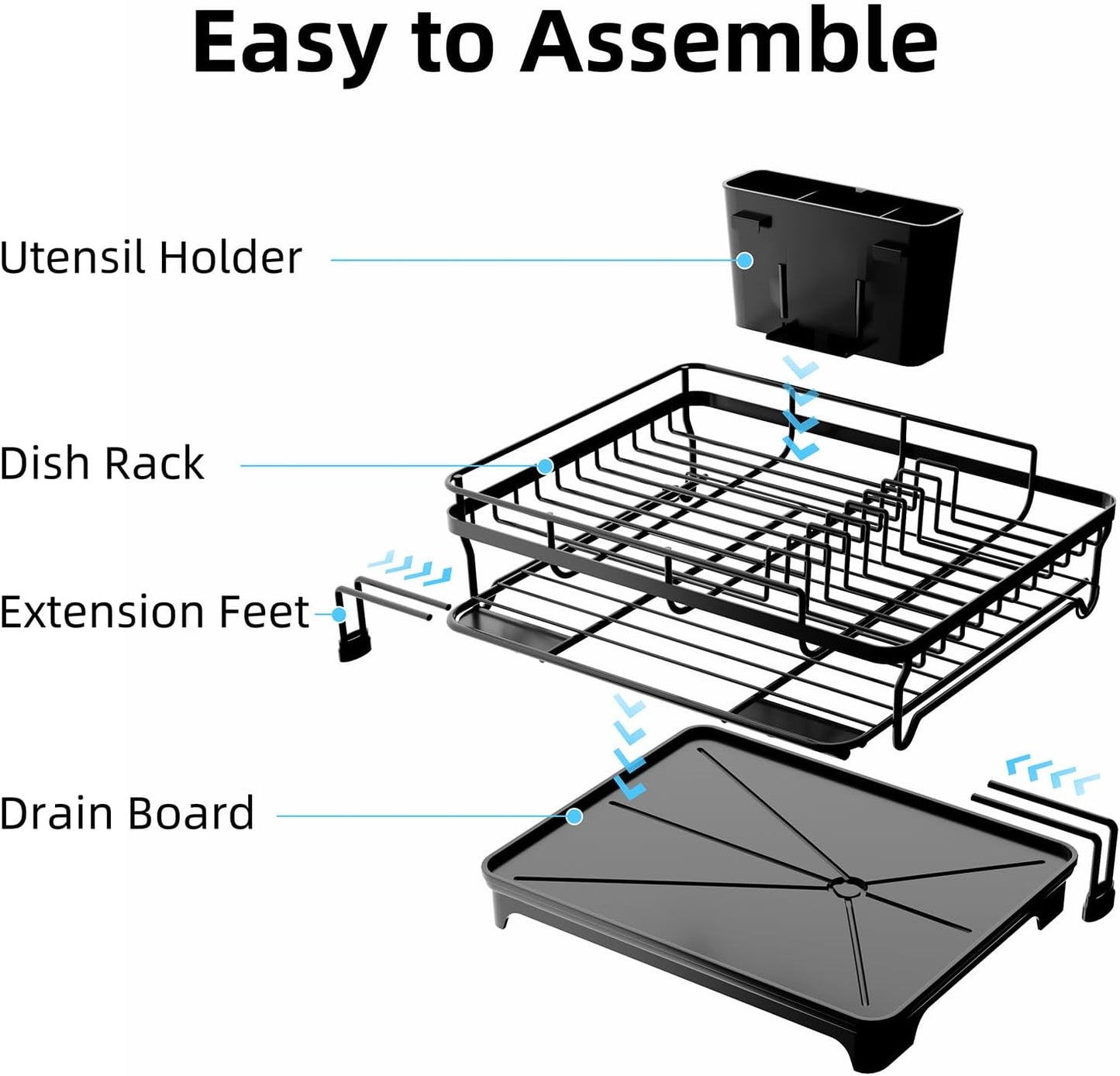 Dluxe Ave. Drying Dish Rack Extendable Over The Sink/ Black