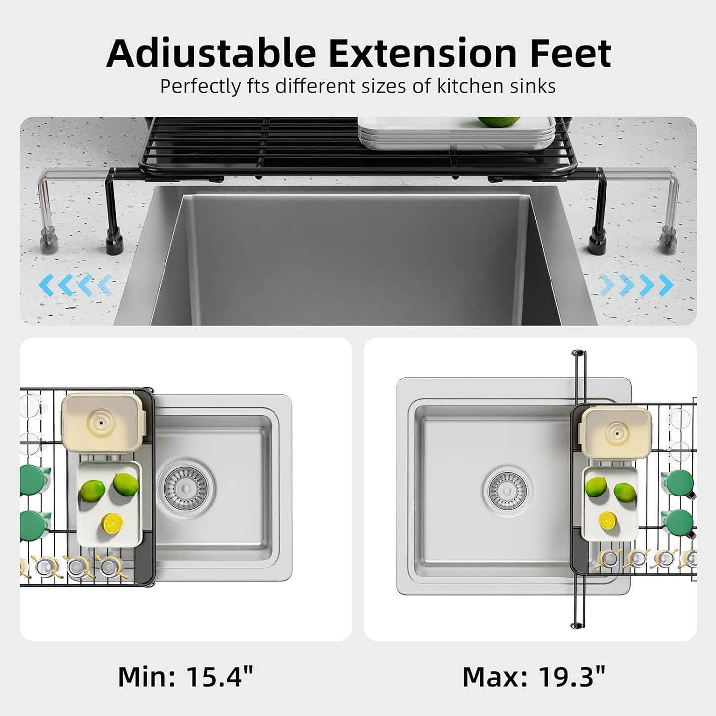 Dluxe Ave. Drying Dish Rack Extendable Over The Sink/ Black
