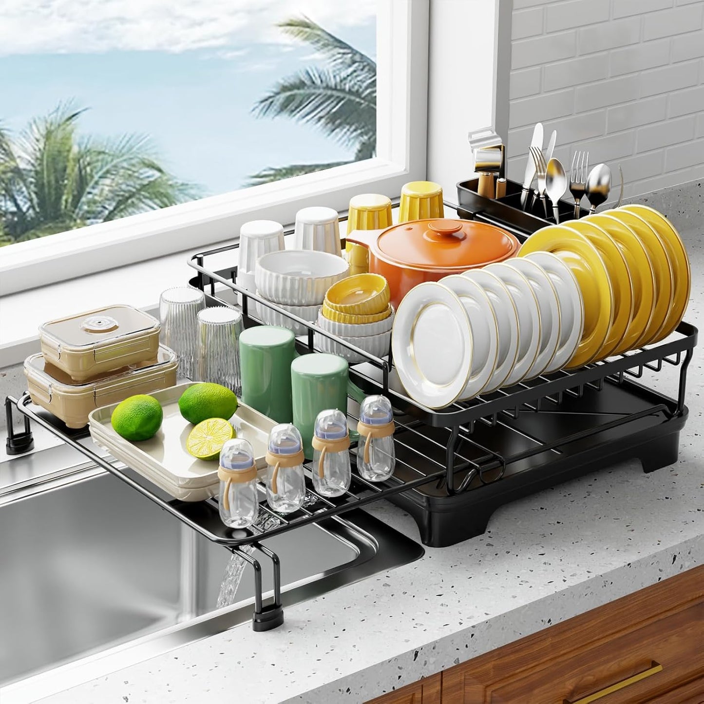 Dluxe Ave. Drying Dish Rack Extendable Over The Sink/ Black