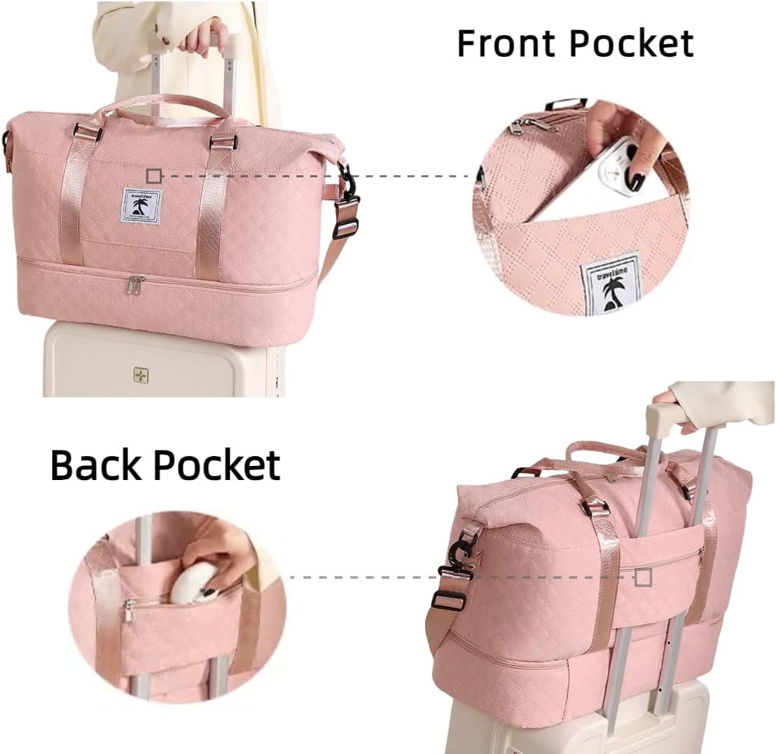 Dluxe Ave. Compartment Large Weekender Tote/ Carry on Bag/ Pink