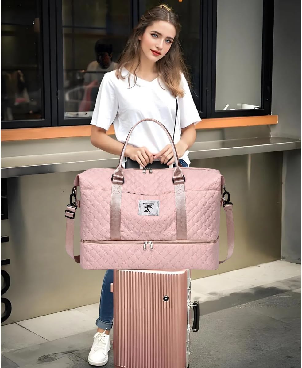 Dluxe Ave. Compartment Large Weekender Tote/ Carry on Bag/ Pink