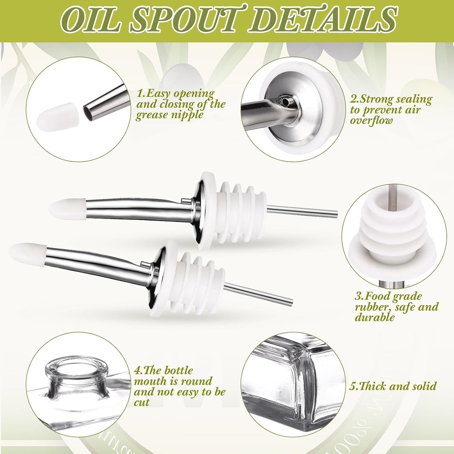Dluxe Ave.  Olive Oil Dispenser Bottles for Kitchen with Oil Nozzles Funnel/ Set of 3