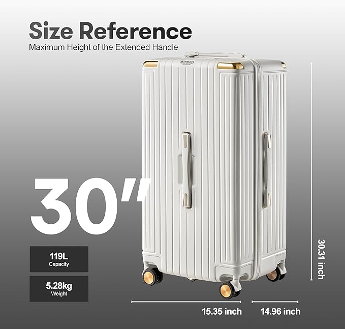 Dluxe Ave. 30inch Hardside large suitcase/Spinner Wheels/TSA Lock/ (White20inch.26inch.30inch
