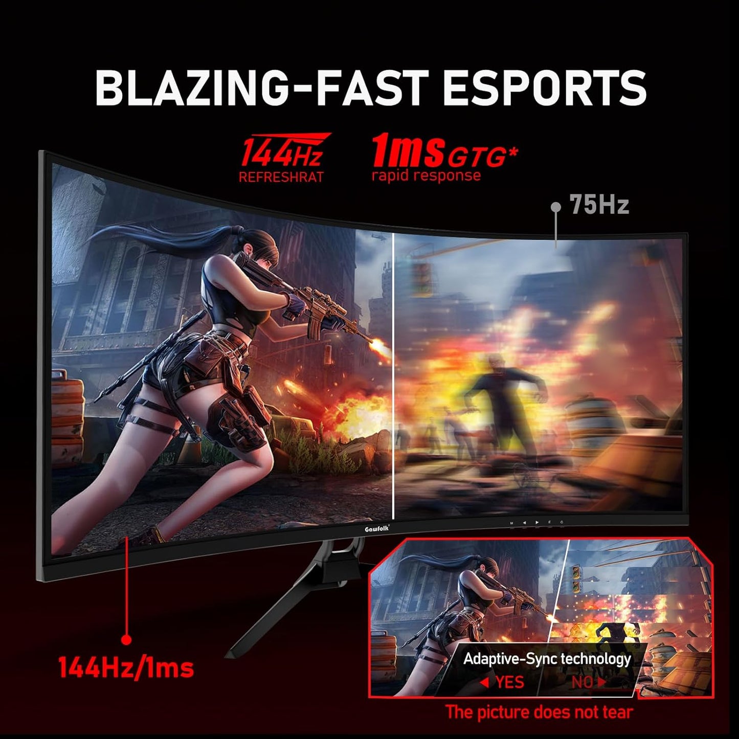 Dluxe Ave. Gawfolk 34 Inch Ultrawide Curved 144Hz Gaming Computer Monitor 1500R