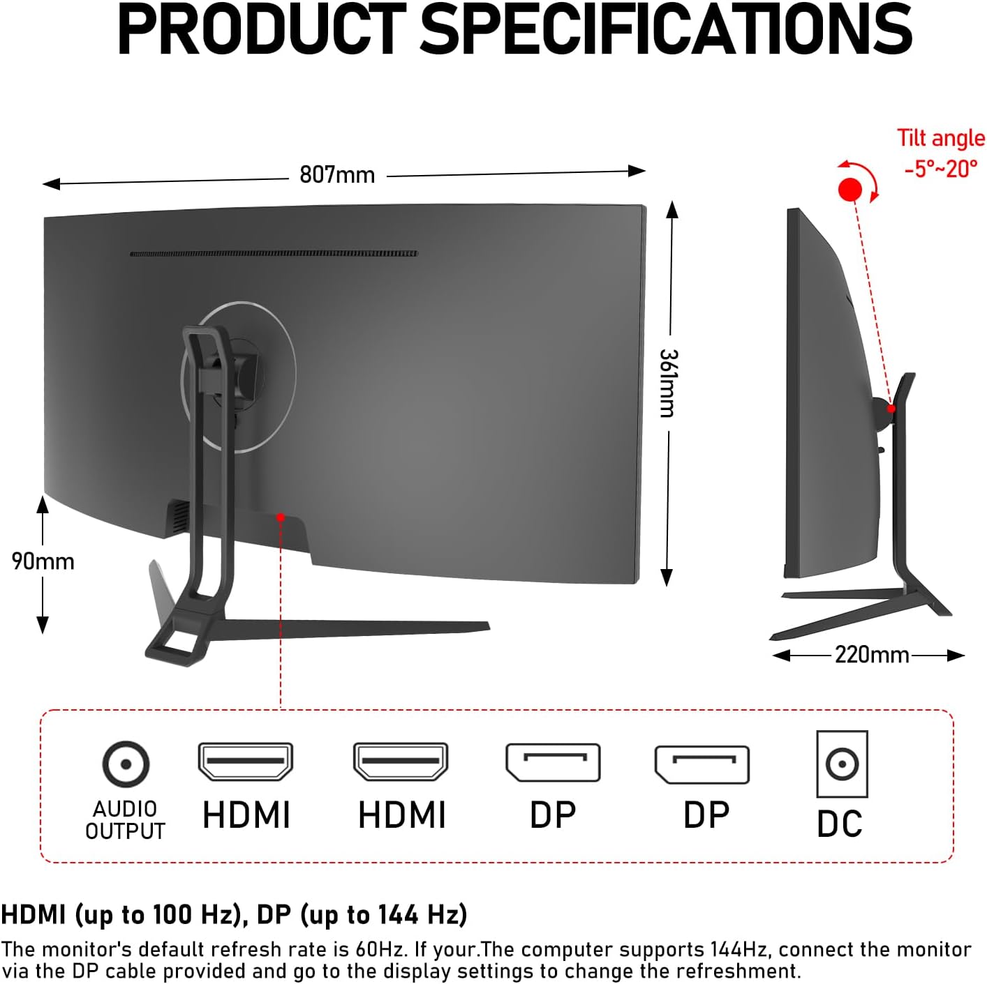 Dluxe Ave. Gawfolk 34 Inch Ultrawide Curved 144Hz Gaming Computer Monitor 1500R