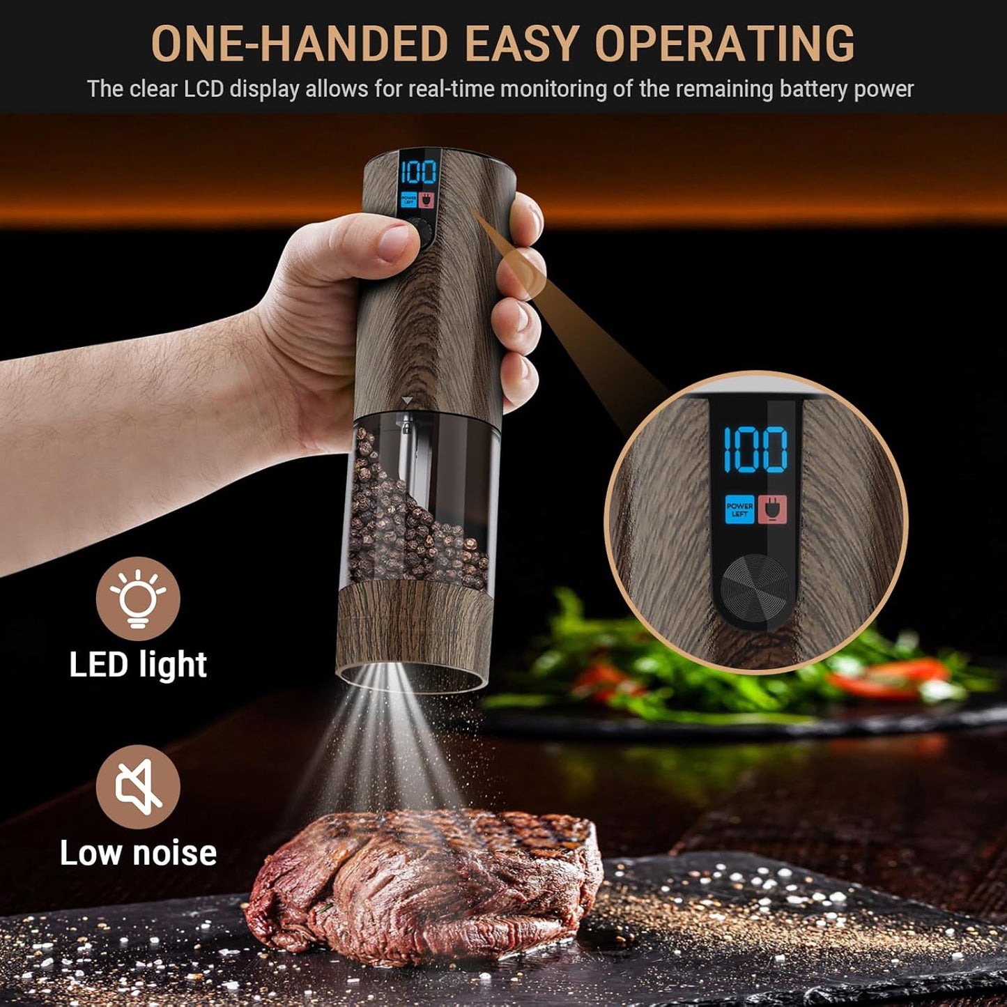 Dluxe Ave. Minpenlay Electric Salt and Pepper Grinder Set Rechargeable with LED Display