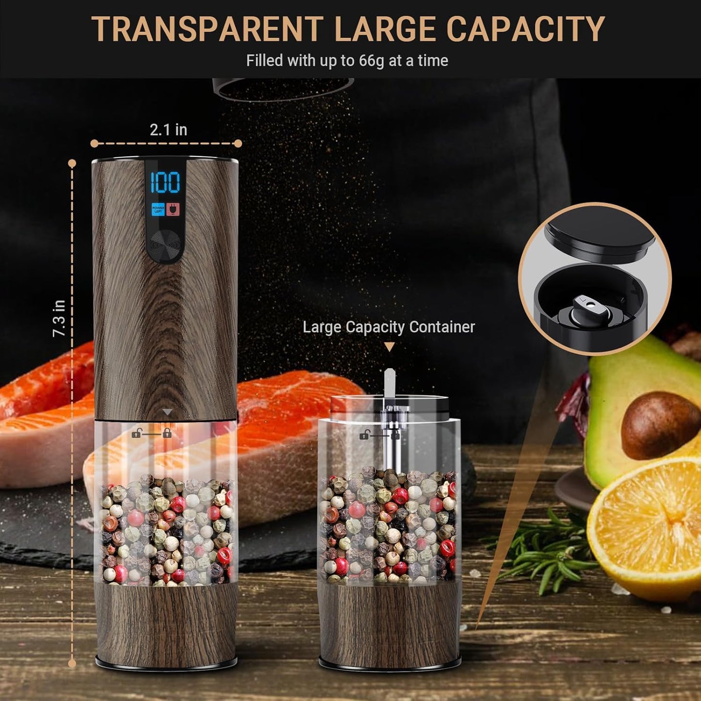 Dluxe Ave. Minpenlay Electric Salt and Pepper Grinder Set Rechargeable with LED Display