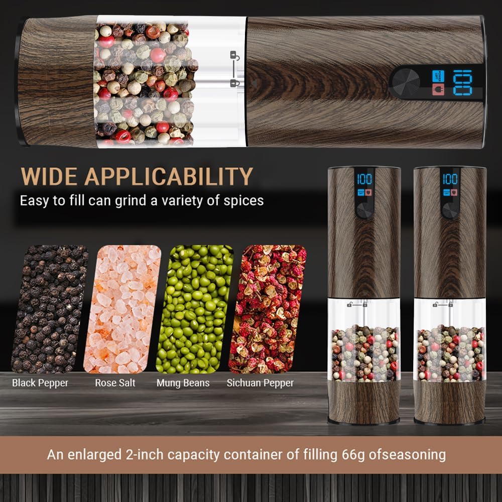 Dluxe Ave. Minpenlay Electric Salt and Pepper Grinder Set Rechargeable with LED Display