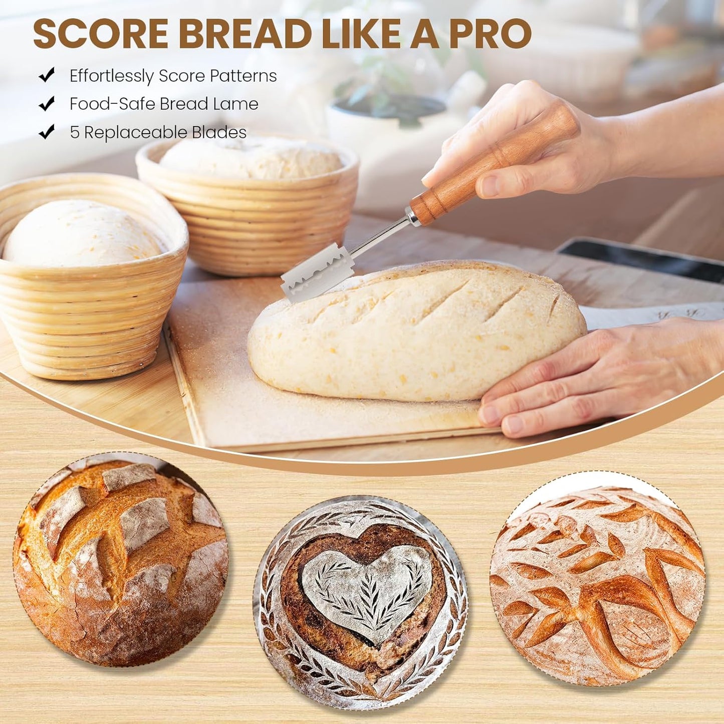 Dluxe Ave. Set of 2 10" Round Sourdough Basket with Linen Liner
