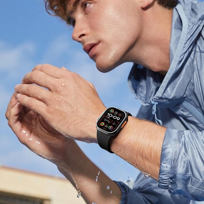Dluxe Ave. Odbeai Classic Sport Band Compatible with Apple Watch Ultra 2/Ultra Band Compatible with Apple Watch Bands for Men 49mm 46mm 45mm 44mm 42mmSoft Silicone Rugged Strap for iWatch Band Series SE 10 9-1