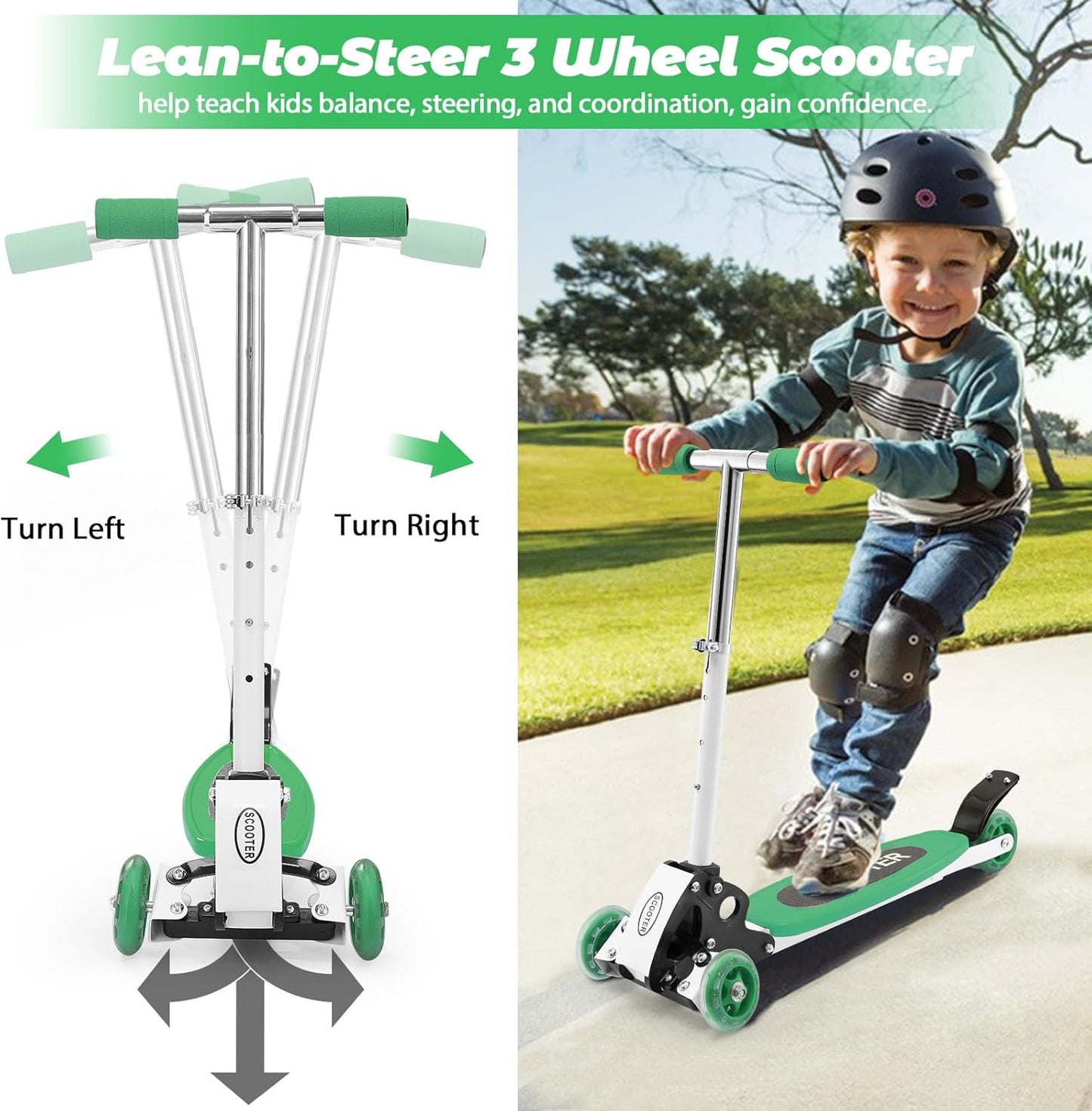 Dluxe Ave. Scooter for Kids 3-5 3 Wheel Scooters with 23-28” Height Adjustable Handlebar for Boys or Girl Childs
