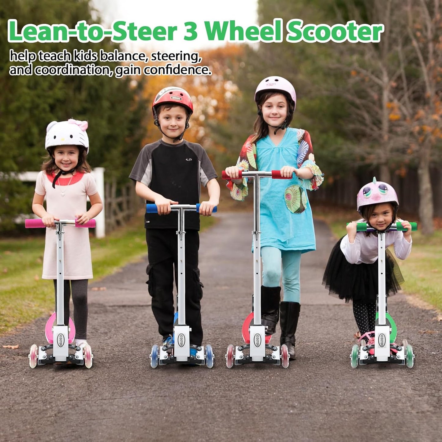 Dluxe Ave. Scooter for Kids 3-5 3 Wheel Scooters with 23-28” Height Adjustable Handlebar for Boys or Girl Childs