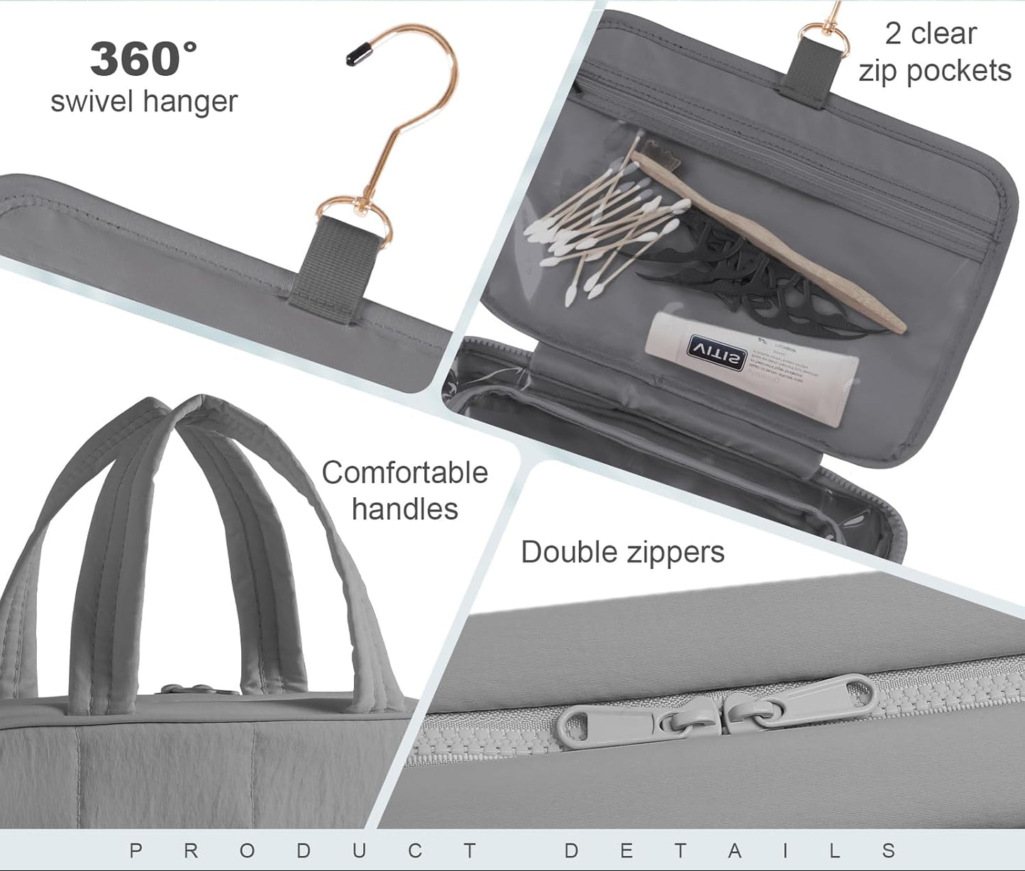 Dluxe Ave. Travel Toiletry Bag/ Grey