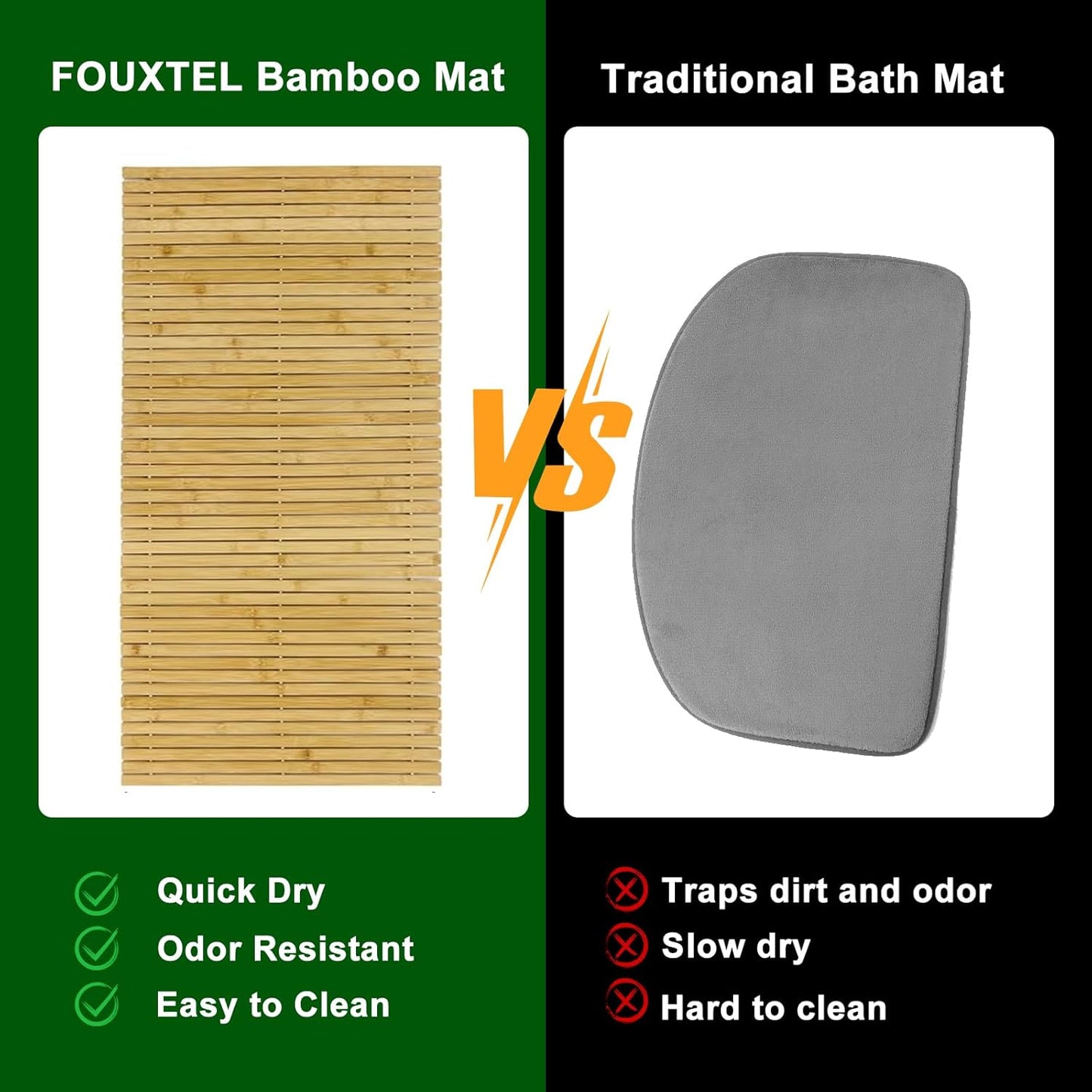 Dluxe Ave. Extra Large Bamboo Shower Mat for Inside Shower 58"x20" Large Wood Bath Shower Mat Non Slip for Shower