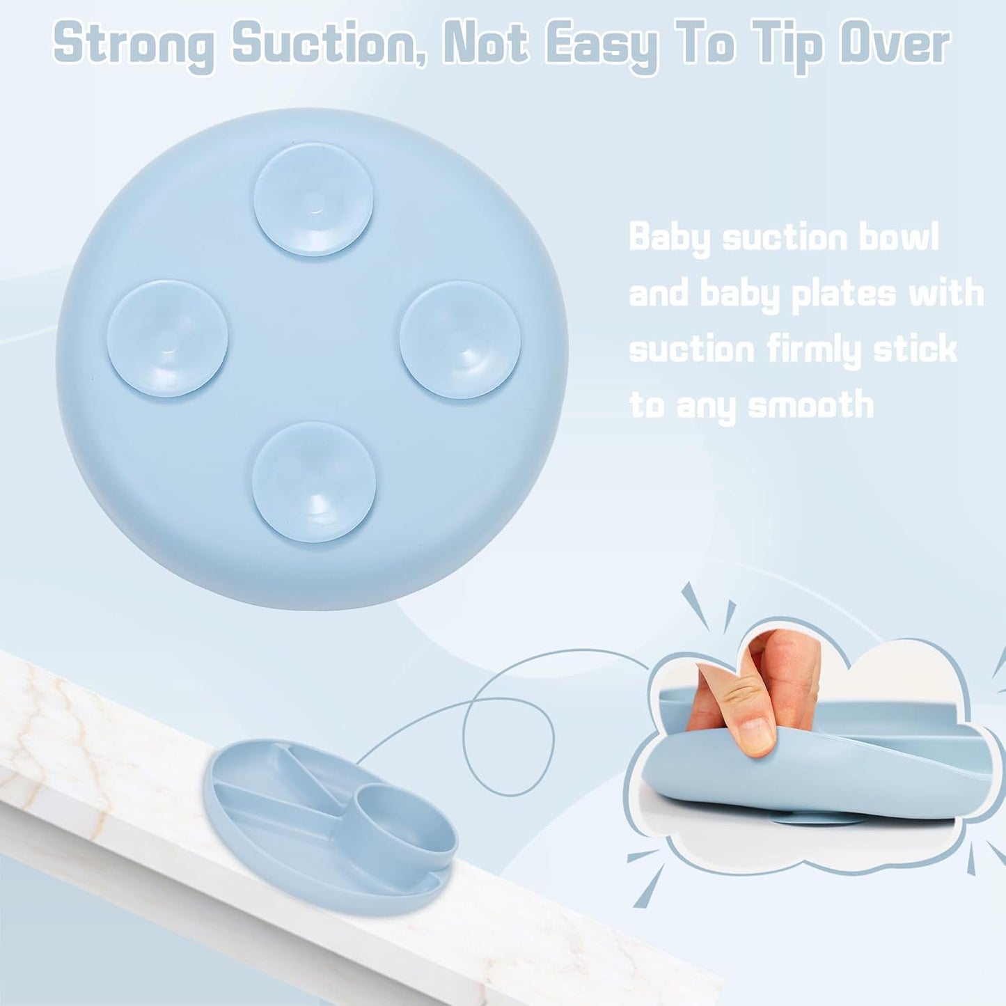 Dluxe Ave. MIICASA Silicone Baby Feeding Set Baby Led Weaning Supplies Silicone Suction Plate Bowl Spoons Fork Waterproof Bib Cup and Food Tableware Eating Utensils Baby Feeding Essentials for 3+ Months