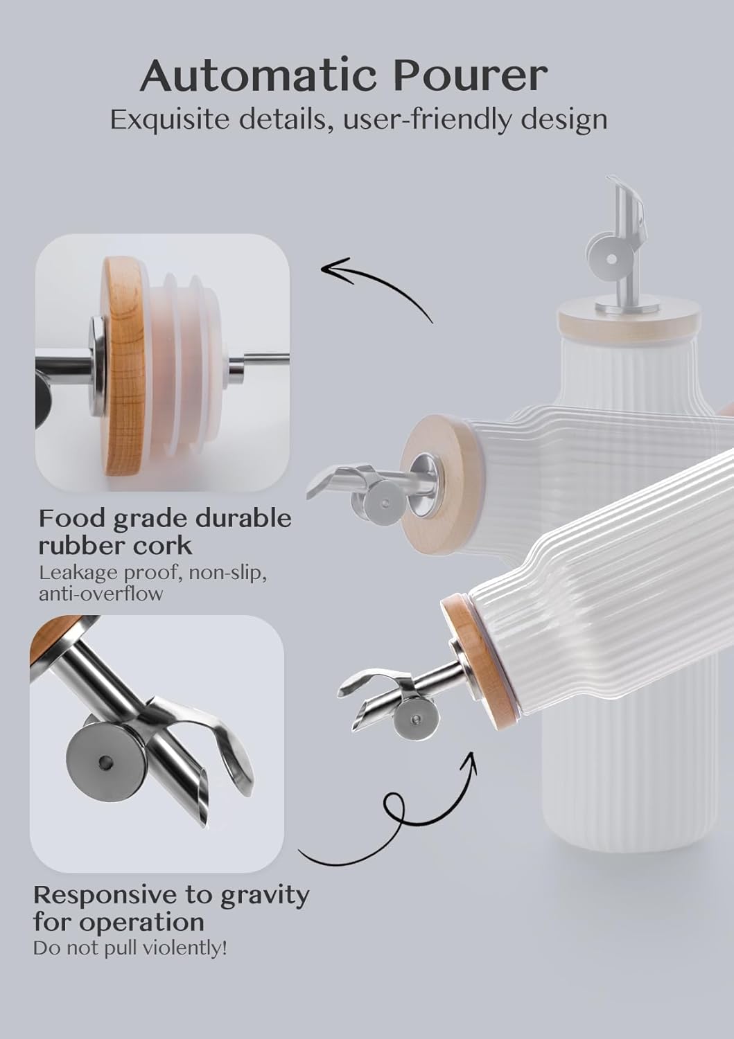 Dluxe Ave. Ceramic  Oil Dispenser Bottle 14 oz / White