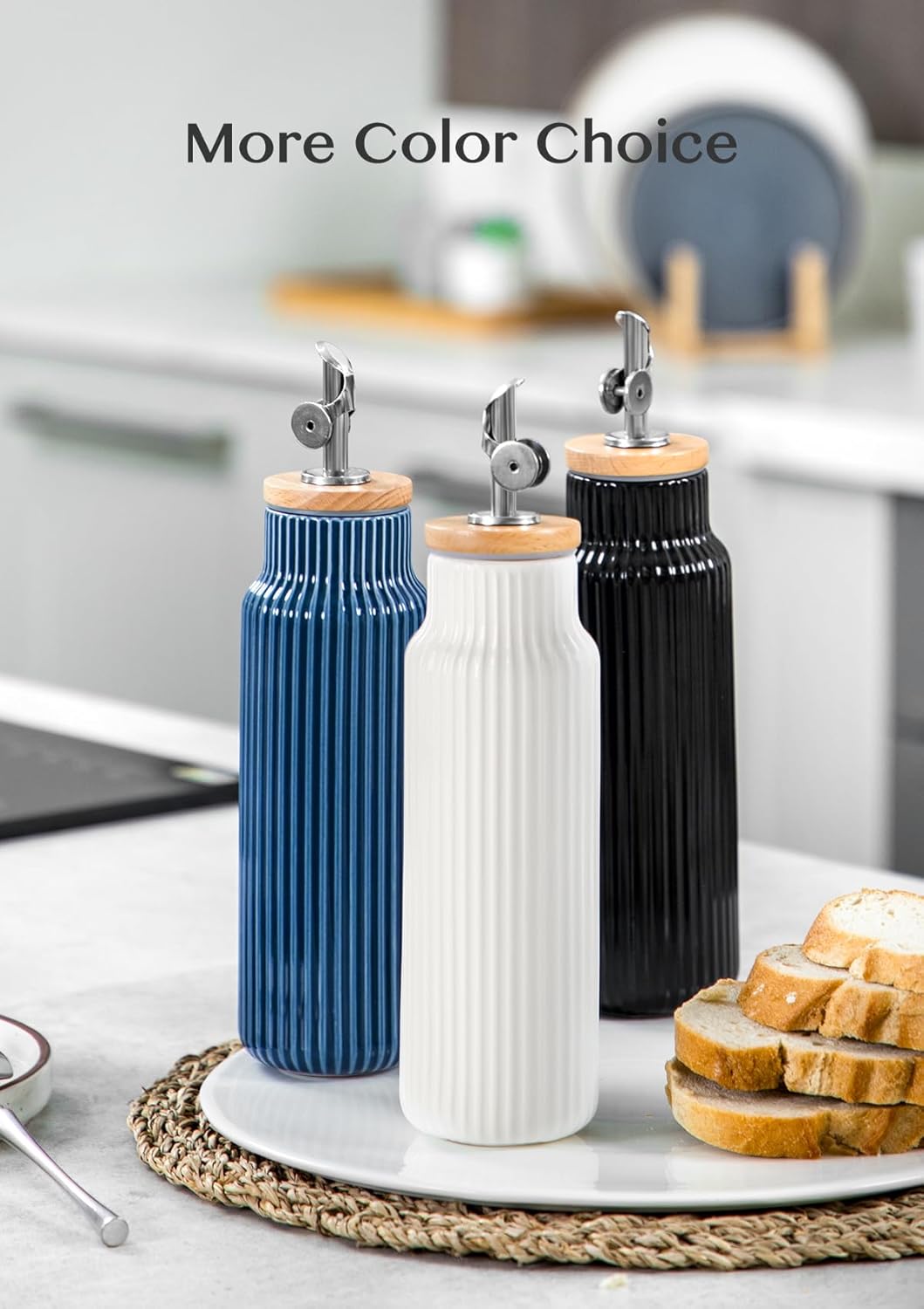 Dluxe Ave. Ceramic  Oil Dispenser Bottle 14 oz / White