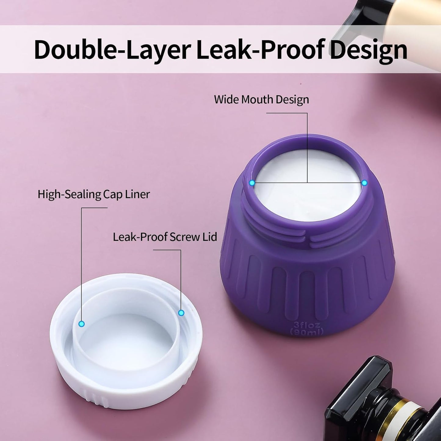 Dluxe Ave. 3 oz Travel Containers for Toiletries/ 4-Pack TSA Approved/ Leak-Proof