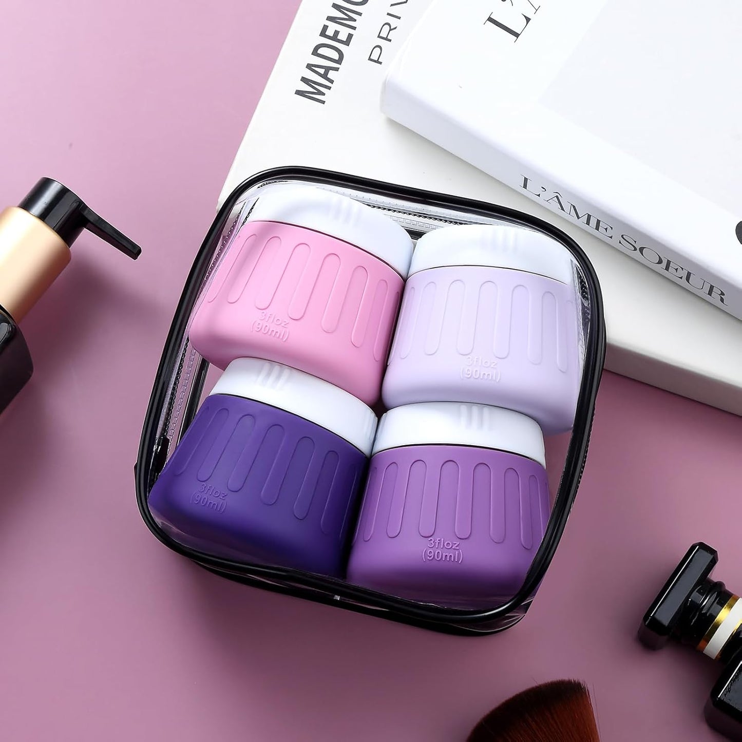 Dluxe Ave. 3 oz Travel Containers for Toiletries/ 4-Pack TSA Approved/ Leak-Proof