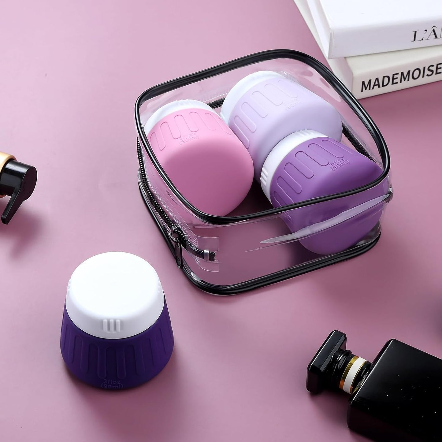 Dluxe Ave. 3 oz Travel Containers for Toiletries/ 4-Pack TSA Approved/ Leak-Proof