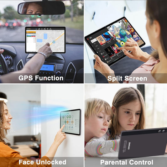 Dluxe Ave. DMOAO Tablet Android Tablet 2024 Tablets with 22GB RAM+128GB ROM/ 1TB Expand 8000mAh Battery Octa-Core 2.0GHz CPU 5G WiFi GPS 10.1 Inch FHD IPS 2 in 1 Tablet PC with Keyboard/Mouse-Gray