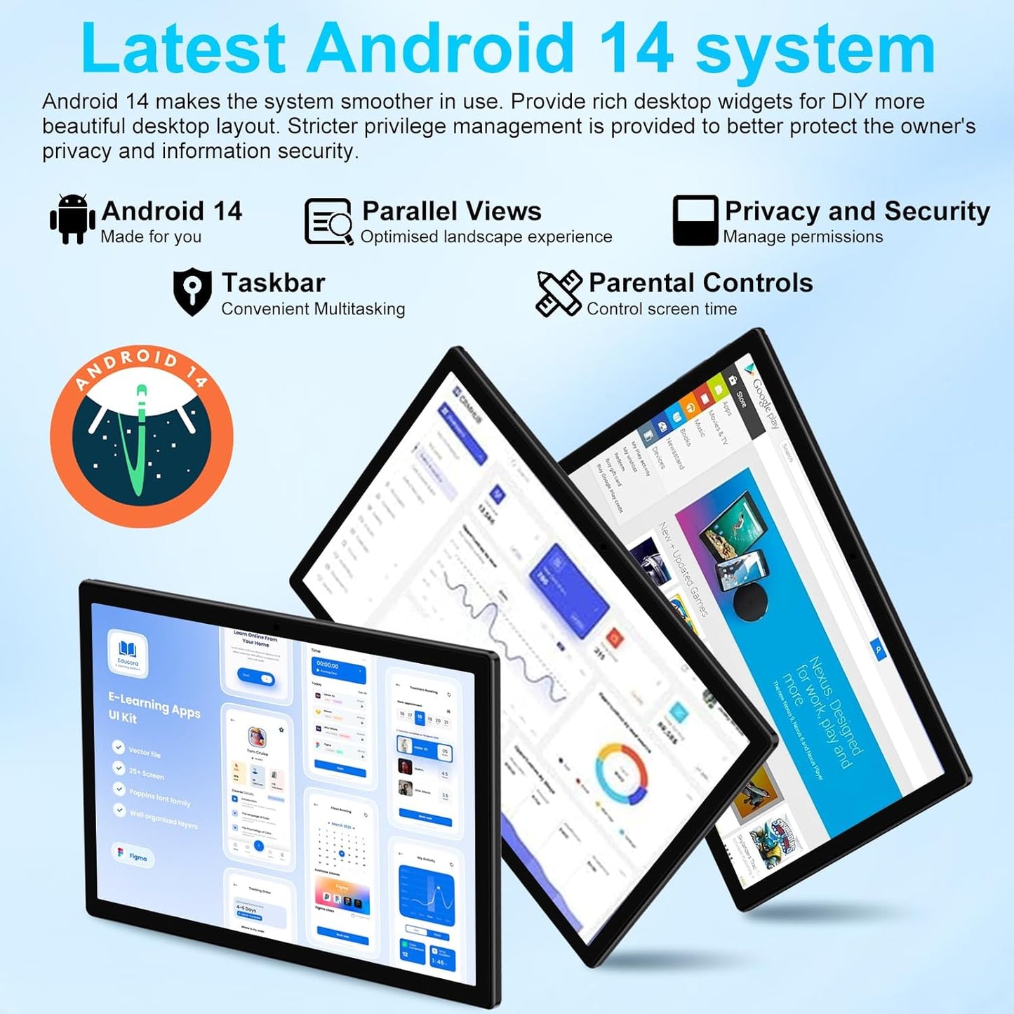 Dluxe Ave. 2025 Tablet 10 Inch Android 14 Tablets with 22GB RAM 128GB ROM 1TB Expand Octa-Core Tablet with Keyboard Mouse 8000mAh Battery HD IPS Display GPS Widevine L1 Split Screen Metal Body -Black