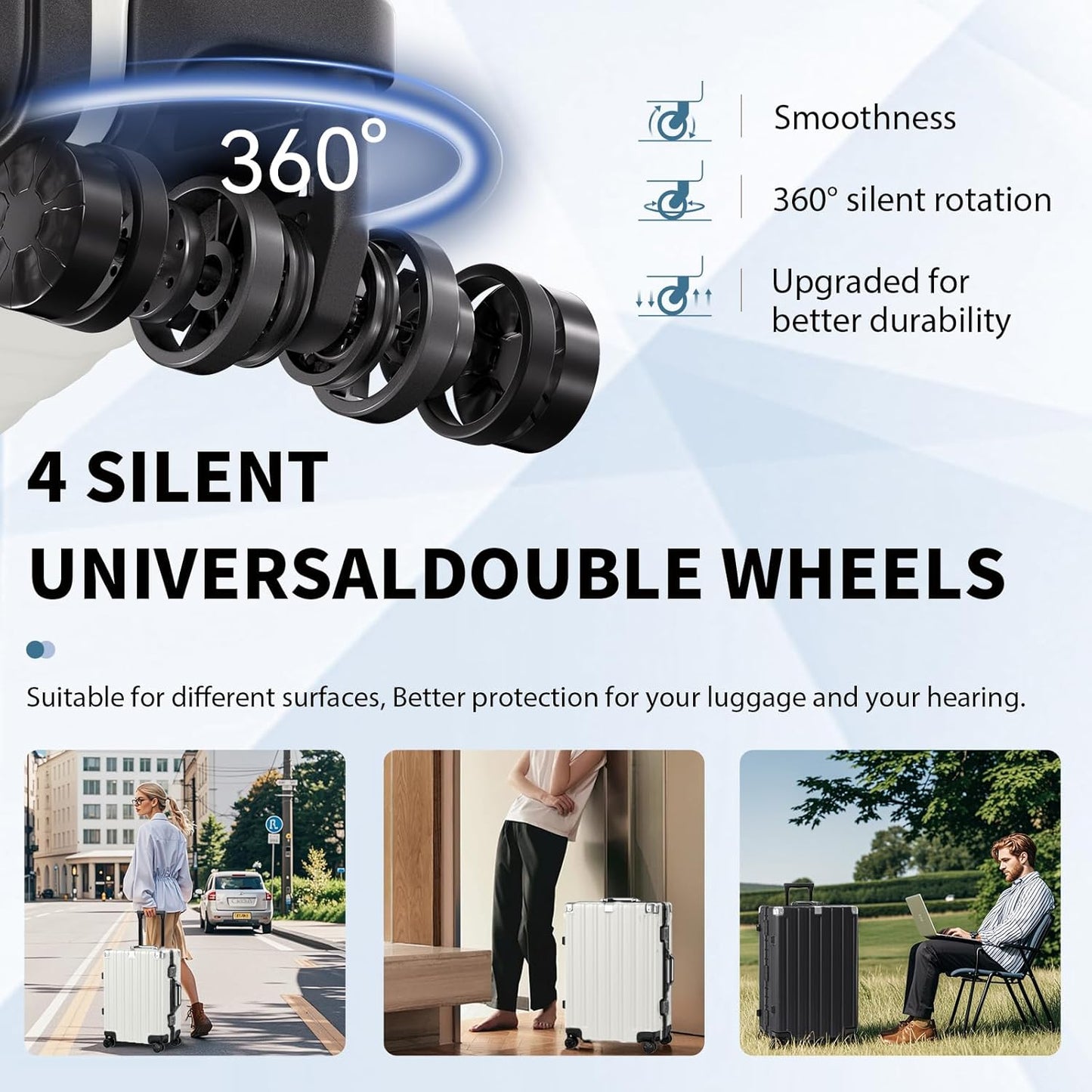 Dluxe Ave. Carry On Luggage Noble/ TSA Airline Approved/Spinner Wheels/ (White) 20 Inch