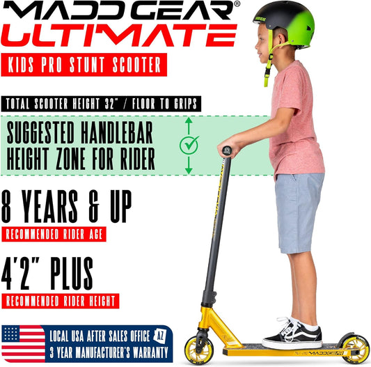 Dluxe Ave. Madd Gear Carve Elite Complete Trick Scooter/ Aircraft Grade Aluminum/ Stunt Scooter/  Best Pro Scooter/  Gold&Black