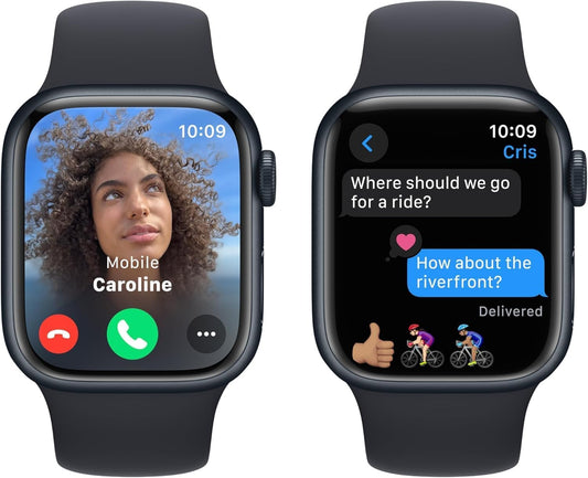 Dluxe Ave. Apple Watch Series 9 [GPS 41mm] Midnight Aluminum Case with Midnight Sport Band S/M (Renewed)
