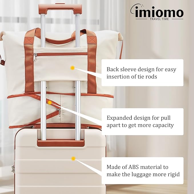 Dluxe Ave. Luggage Sets 4 Piece/Checkin & Hardside Suitcase/Spinner Wheels/ TSA Lock (Beige)