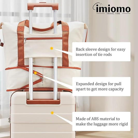 Dluxe Ave. Luggage Sets 4 Piece/Checkin & Hardside Suitcase/Spinner Wheels/ TSA Lock (Beige)