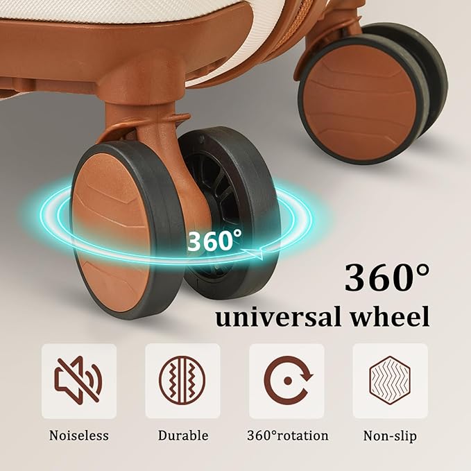 Dluxe Ave. Luggage Sets 4 Piece/Checkin & Hardside Suitcase/Spinner Wheels/ TSA Lock (Beige)