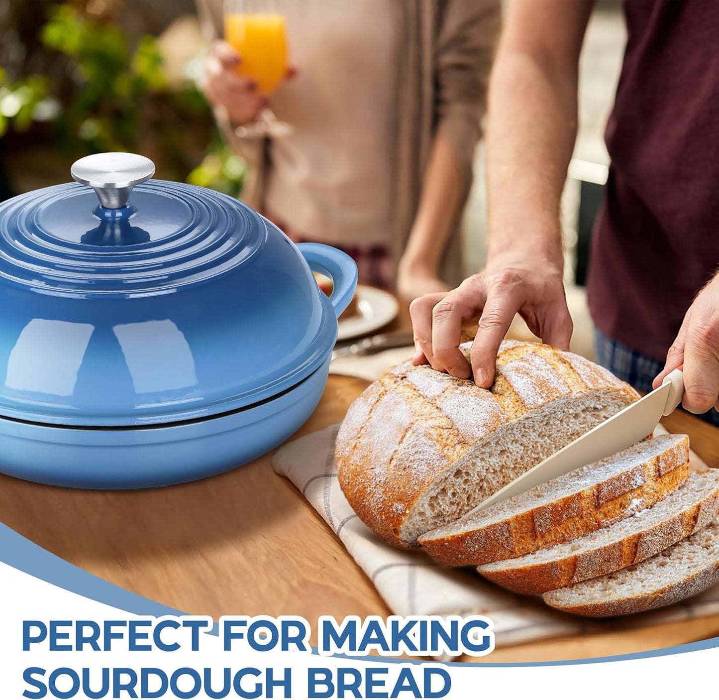 Dluxe Ave. 6 Qt Round Enameled Cast Iron Dutch Oven for,Sourdough Bread