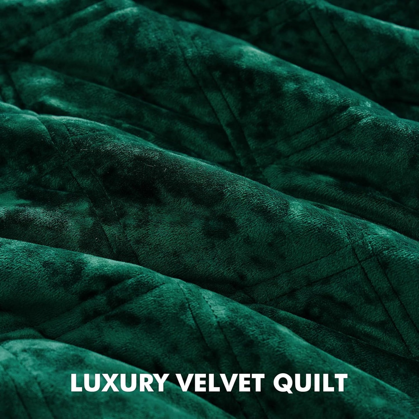 Dluxe Ave. ( KING ) 3 Pcs Velvet Quilt Luxury Bedspread Bedding Set, Ultra Soft Coverlet Oversized, for All Season 108"x92", Dark Green