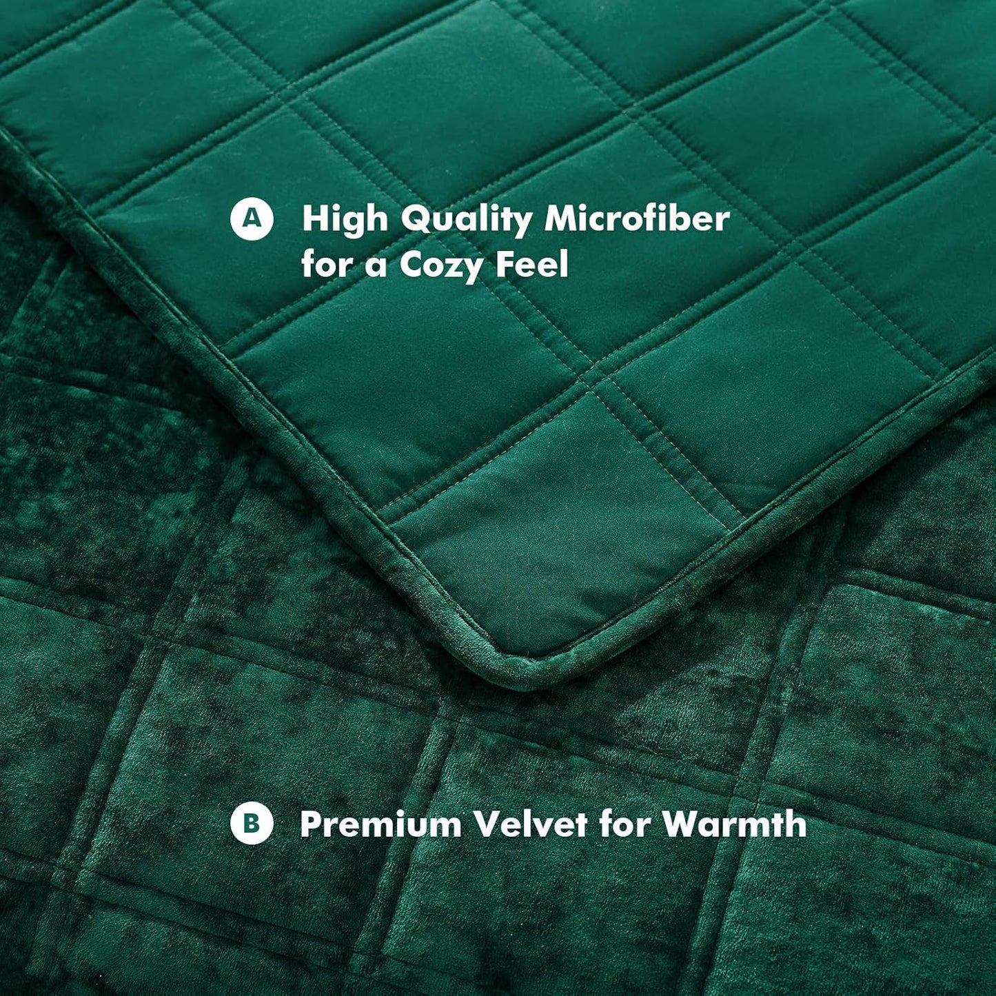 Dluxe Ave. ( KING ) 3 Pcs Velvet Quilt Luxury Bedspread Bedding Set, Ultra Soft Coverlet Oversized, for All Season 108"x92", Dark Green