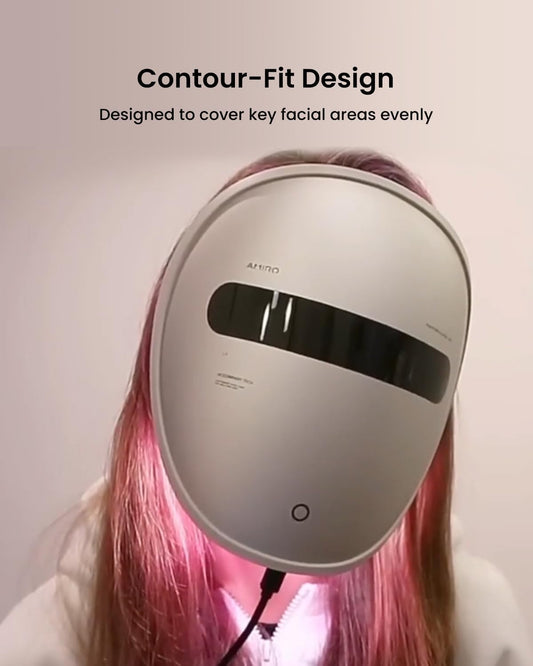 Dluxe Ave. AMIRO Spectra 5-in-1 Light Therapy Face Mask Contour Mask with Blue Red Green Yellow and Infrared Light 3 Modes for Oily Acne-Prone and Sagging Skin Skincare Mask for Face Silver