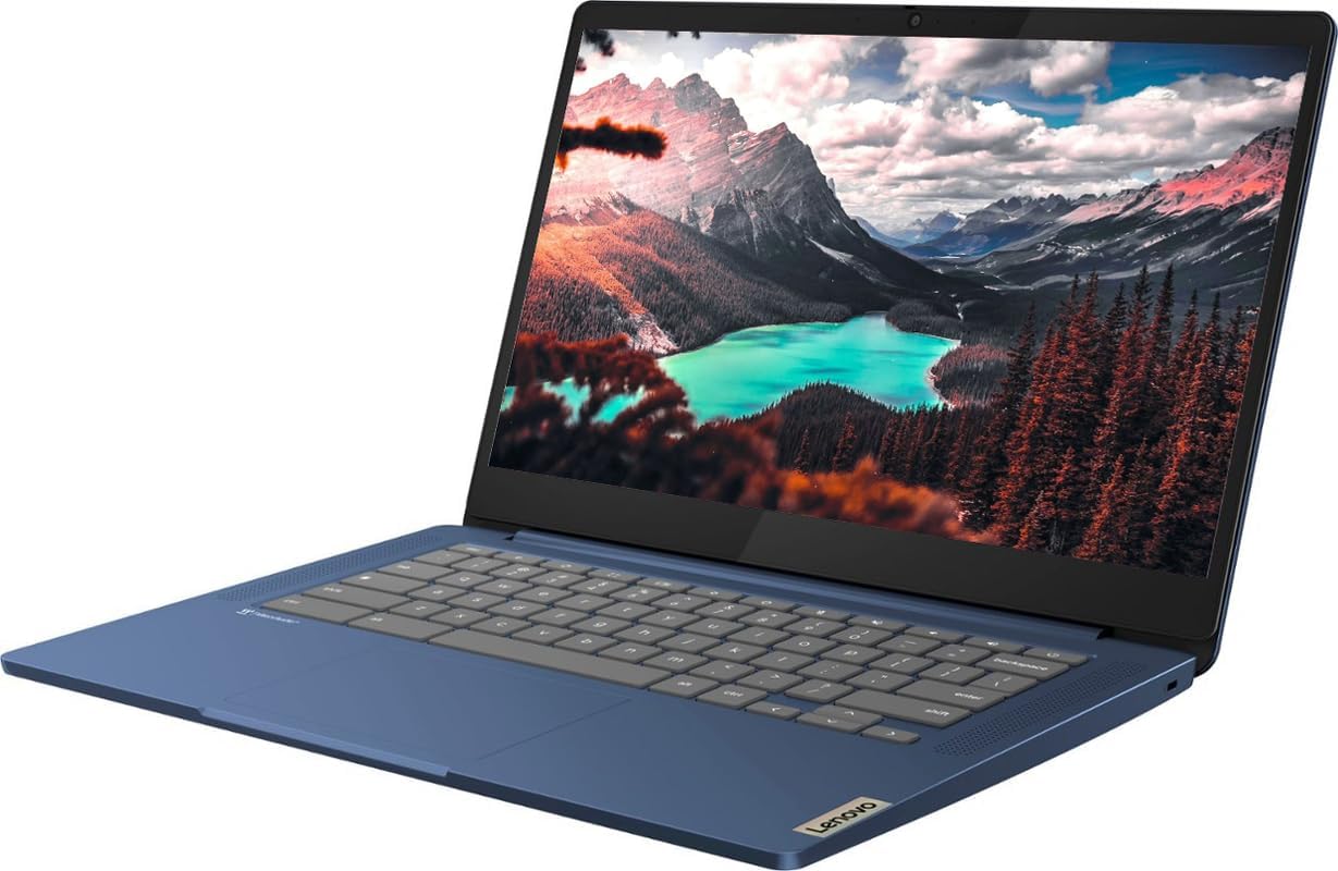 Dluxe Ave. Lenovo 14” FHD Touchscreen IdeaPad Slim 3 Chromebook Laptop Computer for Business and Student MediaTek Kompanio 520 Chrome OS 4GB RAM 320GB Storage (64GB eMMC+256GB microSD) NLY Earphones Blue