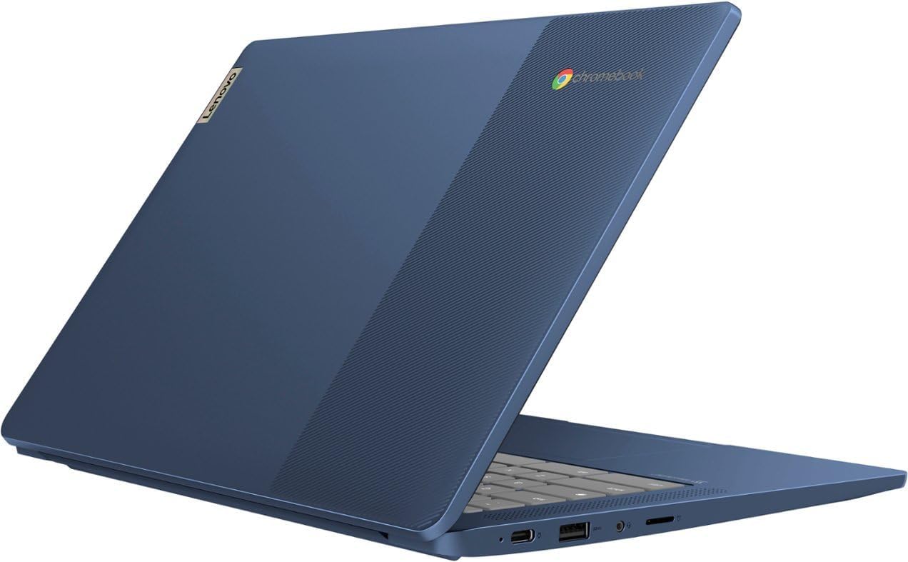 Dluxe Ave. Lenovo 14” FHD Touchscreen IdeaPad Slim 3 Chromebook Laptop Computer for Business and Student MediaTek Kompanio 520 Chrome OS 4GB RAM 320GB Storage (64GB eMMC+256GB microSD) NLY Earphones Blue