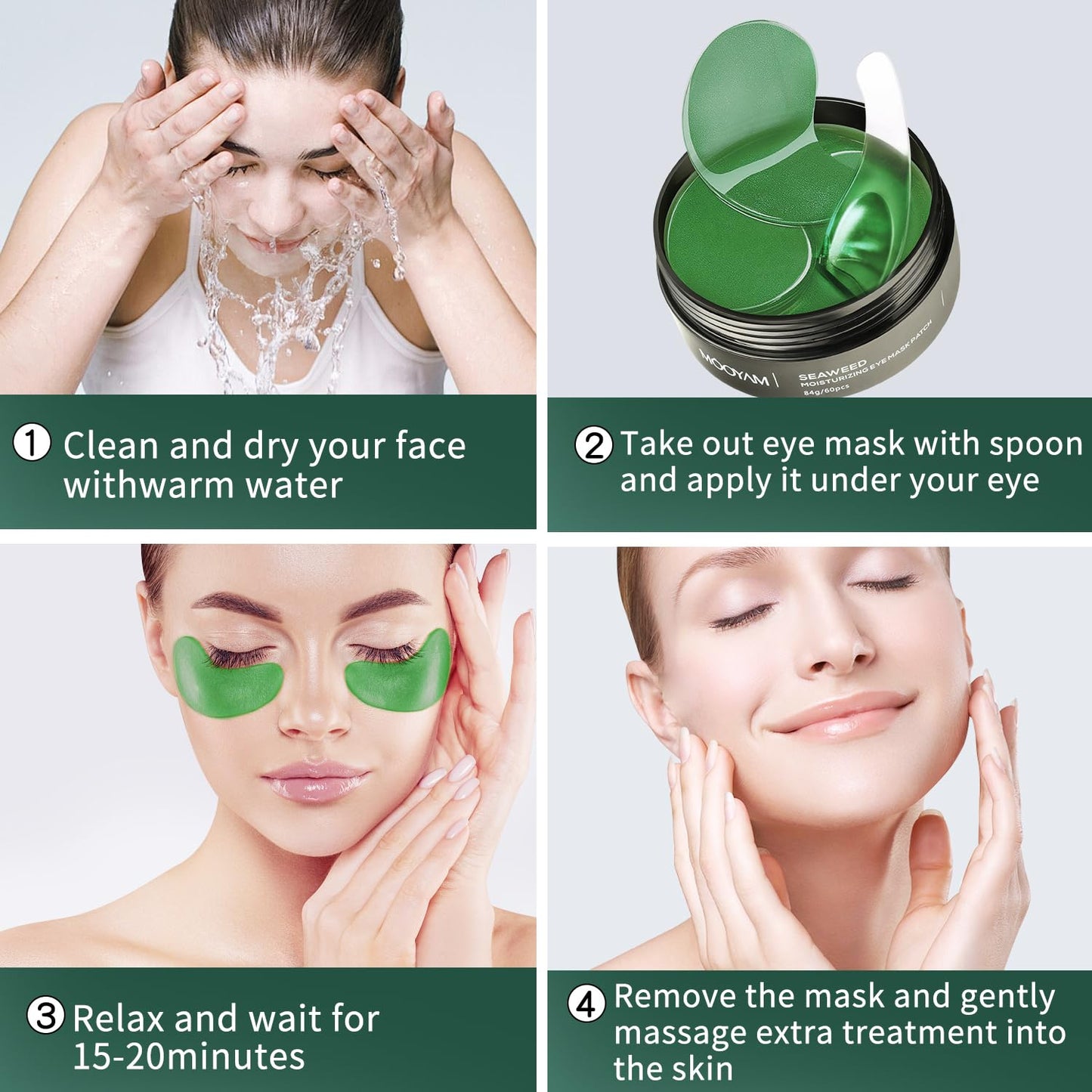 Dluxe Ave. GUOYAOLIFU Under Eye Patch for Dark Circles and Puffy EyesHydrating Eye Masks Smooth Wrinkles and Under-eye EggMoisturizing Under Eye Pads For WomenSeaweed Eye Mask Patch-60 Pcs