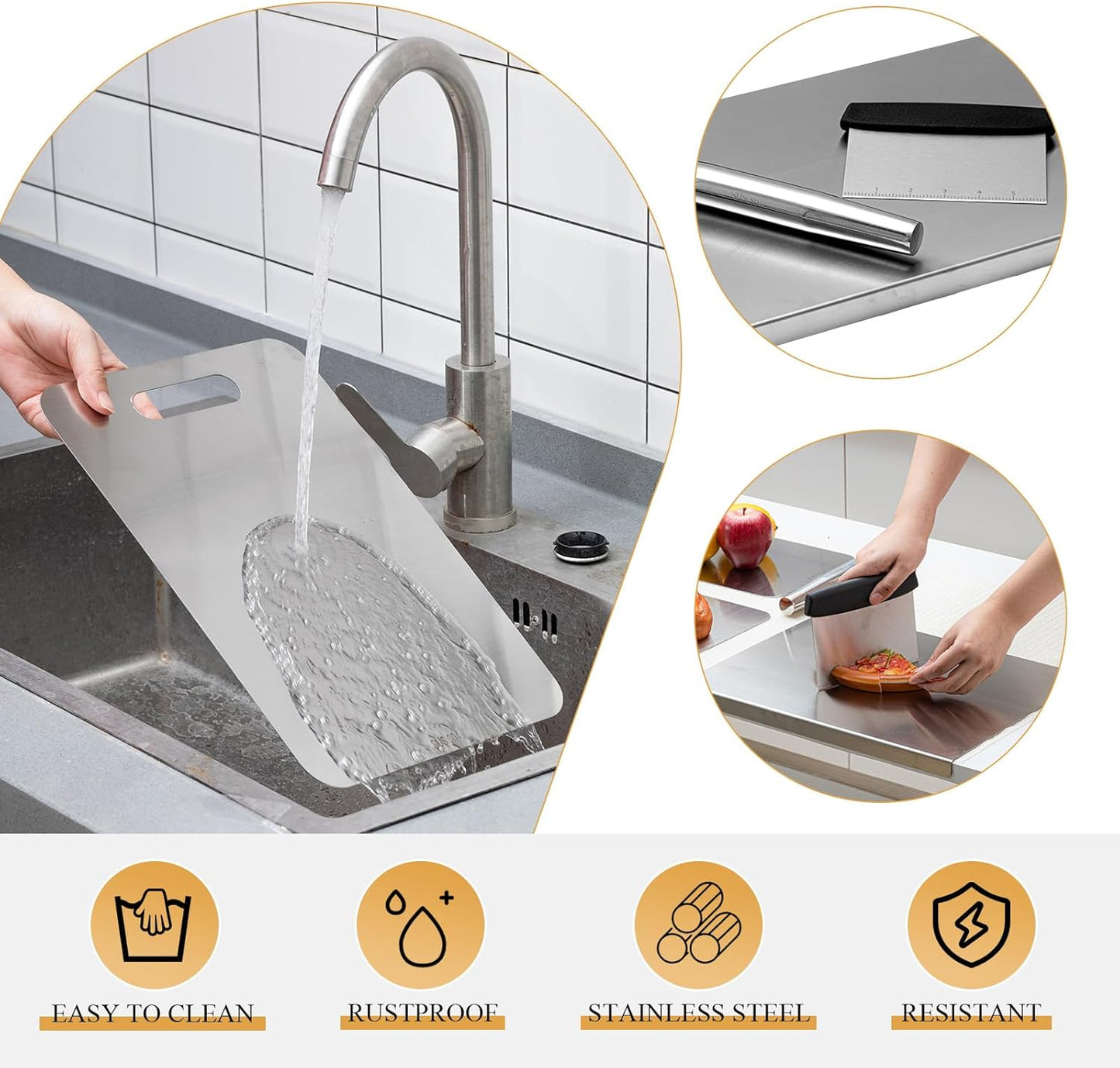 Dluxe Ave. Stainless Steel Cutting Board Set/ 6 Pcs/ Steel Chopping Boards