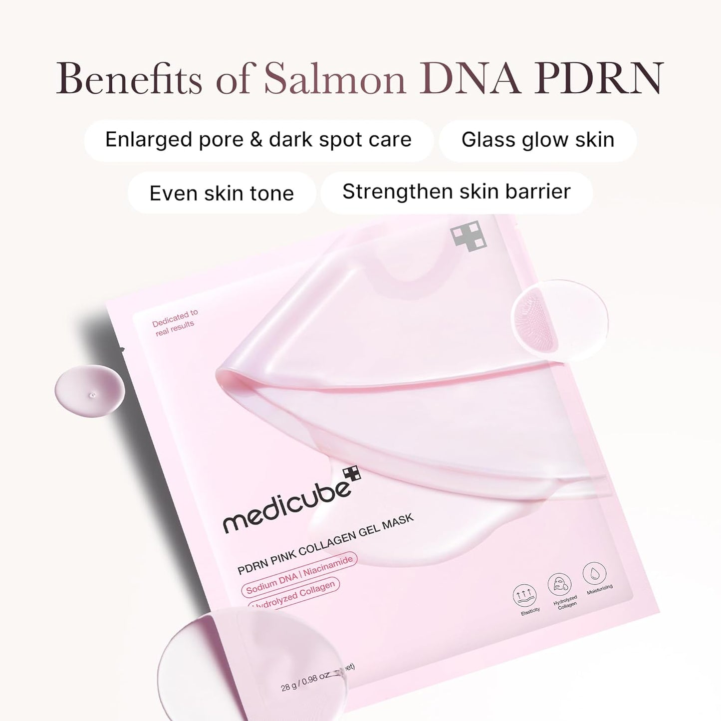 Dluxe Ave. Medicube Salmon DNA PDRN pink collagen jelly gel mask | overnight face mask for glass glow skin- elasticity hydrating firming and moisturizing | korean skincare 28g 4ea