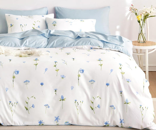 Dluxe Ave (FULL)  Floral Comforter Set 3 Pieces Blue