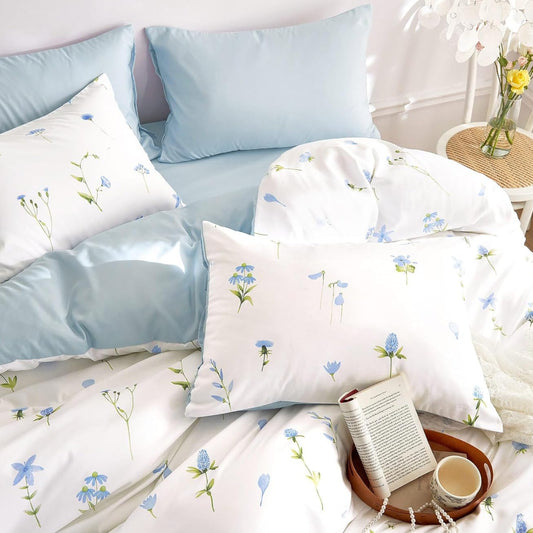 Dluxe Ave (FULL)  Floral Comforter Set 3 Pieces Blue