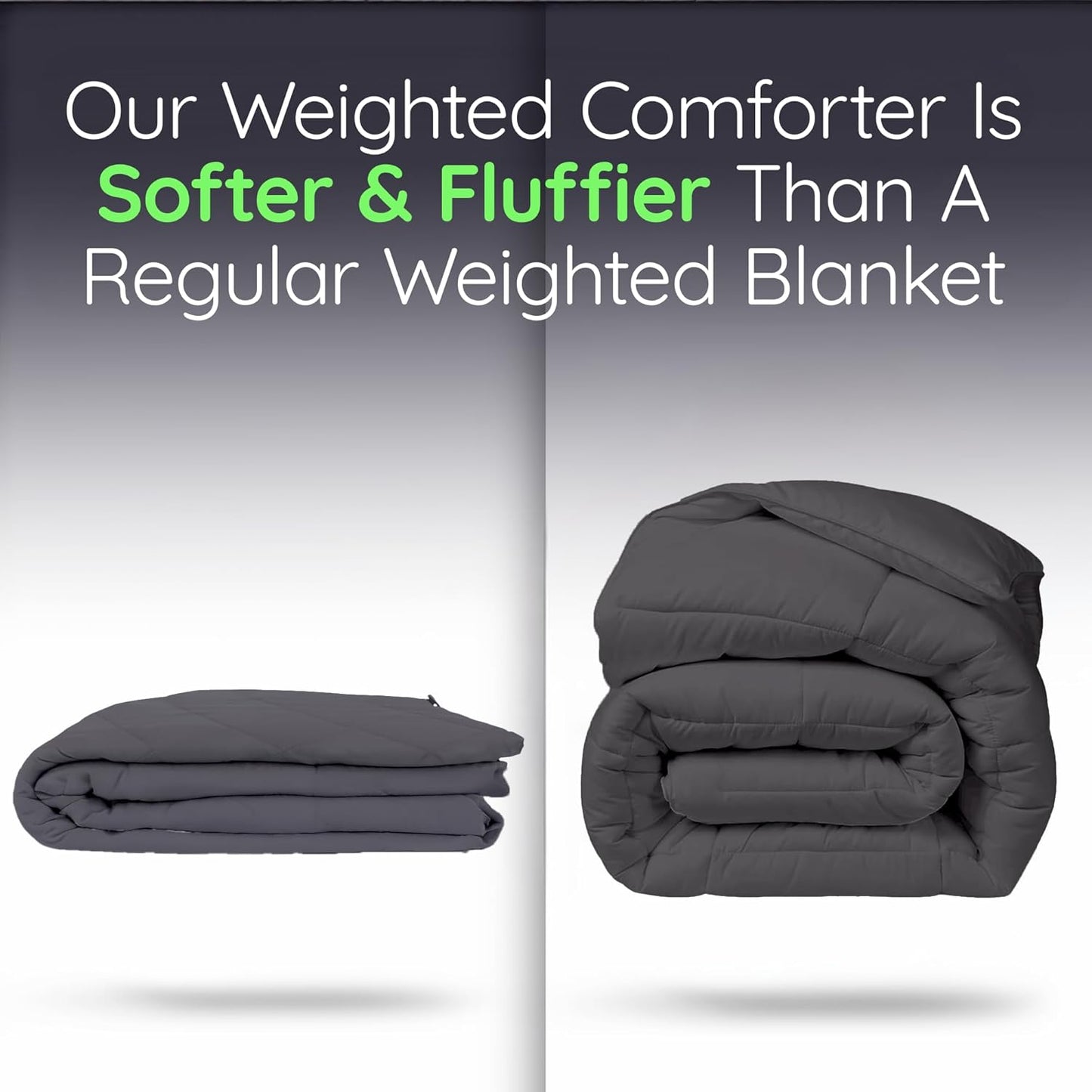 Dluxe Ave. ( KING ) Weighted Oversize Comforter Bedding,(20lbs - 92"x104") 5X More Fluffy, Fits California King Beds, Dark Grey