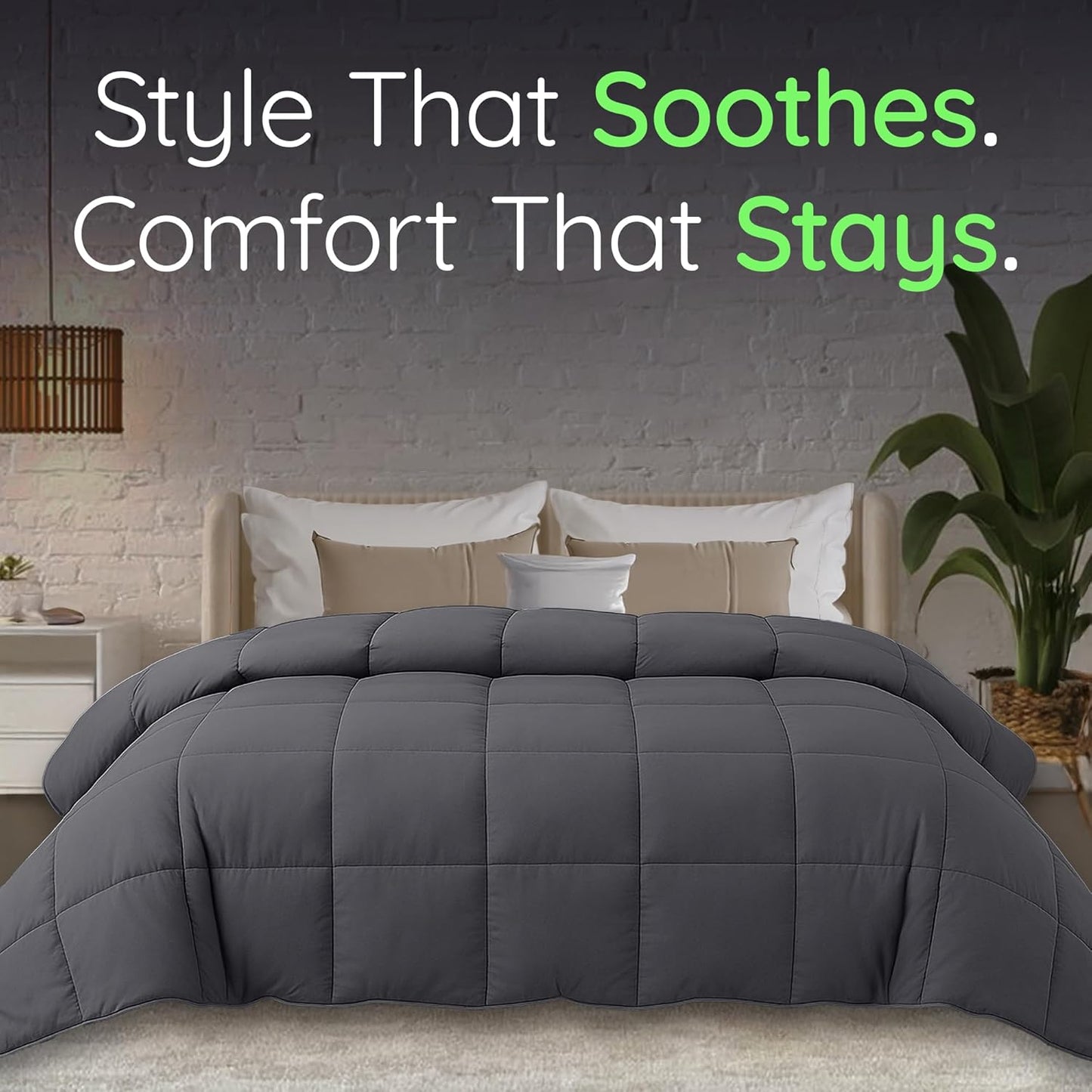 Dluxe Ave. ( KING ) Weighted Oversize Comforter Bedding,(20lbs - 92"x104") 5X More Fluffy, Fits California King Beds, Dark Grey
