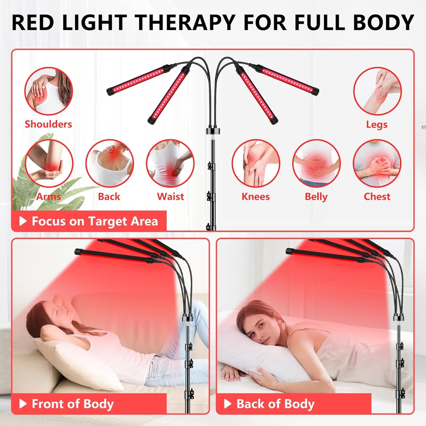 Dluxe Ave.  Red Light Therapy Lamp/ 4 Head Infrared Light Therapy with Timer & Adjustable Stand